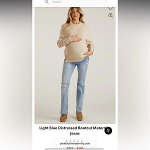 Pinkblush Light Blue Distressed Boot Cut Maternity Jeans